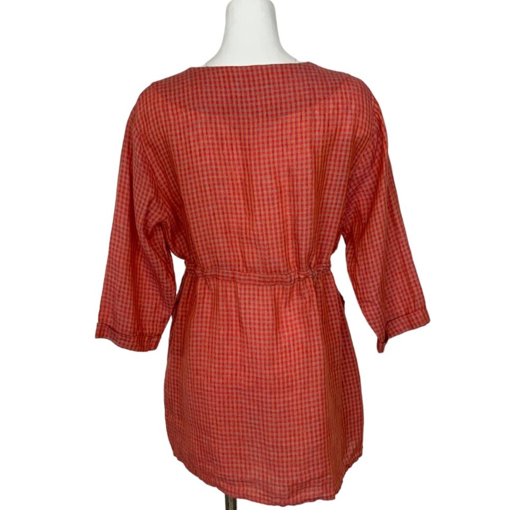 Flax Linen 3/4 sleeve Tunic Blouse - Picture 2 of 13